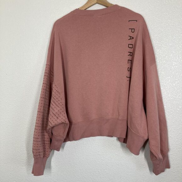 San Diego Padres Sweatshirt Womens XL Pink MLB Baseball Nike Swoosh Sleeve Crop - Picture 14 of 16